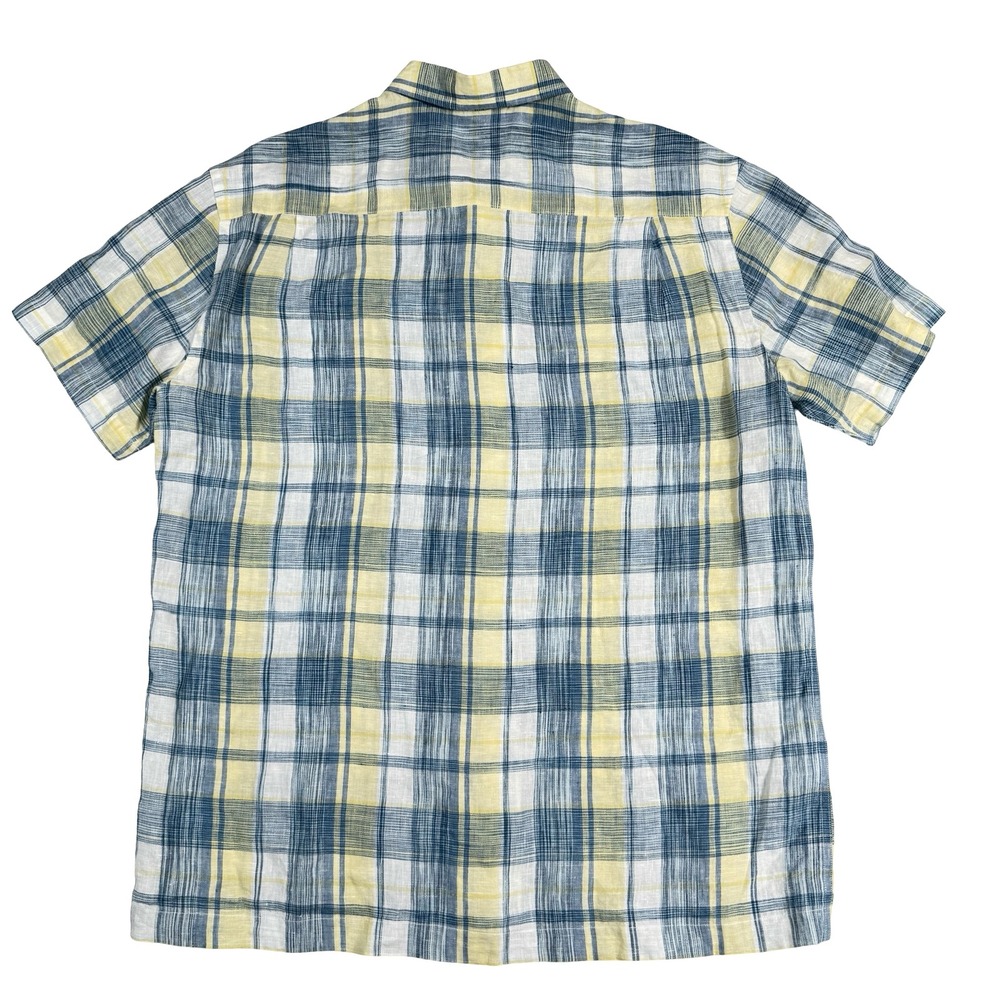 Tommy Bahama XL Linen Plaid Short Sleeve Button Up Shirt Casual Mens Blue Yellow - Picture 3 of 7